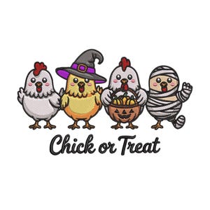 Chick or Treat Halloween Embroidery Design, Scary Ghost Chicken Machine Embroidery File, Instant Download