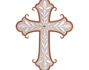 Decorative Cross Embroidery Design, Christian Cross Machine Embroidery File, Instant Download