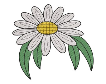 Daisy Flower Embroidery Design, Floral Machine Embroidery File, Garden Flower Embroidery Pattern, Instant Download