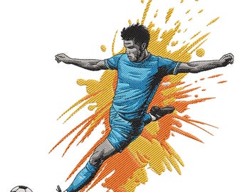 Diseño de bordado de patada de fútbol, diseño de bordado a máquina, archivo de bordado de minibalón de fútbol, diseño de bordado deportivo, descarga instantánea
