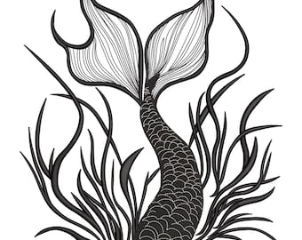 Diseño de bordado de cola de sirena, diseño de bordado a máquina de verano, archivo de bordado de cola de sirena, diseño de bordado costero, descarga instantánea