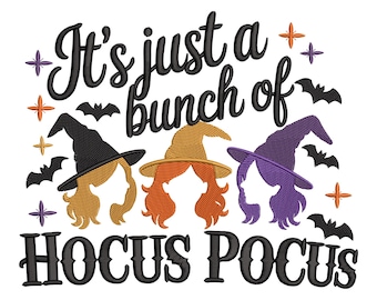 Spooky Halloween Saying Embroidery Design, Witches and Bats Machine Embroidery File, Instant Download