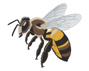 Realistic Honey Bee Embroidery Design, Bumble Bee Machine Embroidery Pattern, Nature Embroidery Design, Instant Download