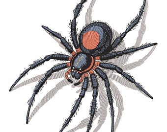 Creepy Spider Embroidery Design, Spider Web Digital Embroidery File, Halloween Spider Machine Embroidery File