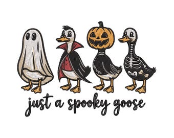 Just a Spooky Goose Halloween Embroidery Design | Silly Boo Geese Embroidery Multiple Format, 9 Sizes