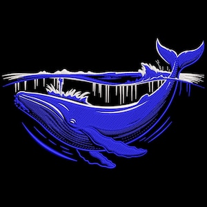 Blue Whale Embroidery Design: Ocean Theme Machine Embroidery (PES, DST & Multiple Formats File