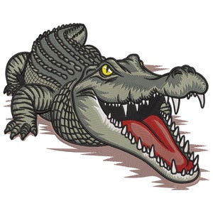 Ferocious Crocodile Embroidery Design, Crocodile Machine embroidery File, Wildlife embroidery File, Animal Embroidery Design