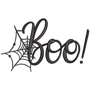 Projekt haftu Boo Halloween: Monogram Pajęczyny w formie haftu maszynowego, plik do digitalizacji (natychmiastowe pobranie)
