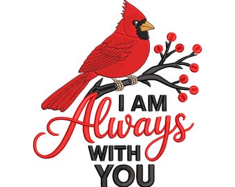Memorial Bird with Quote Embroidery Design, Red Cardinal Remembrance Machine Embroidery File, Instant Download