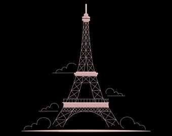 Eiffel Tower Embroidery Design, Paris Landmark Machine Embroidery File, France Travel Embroidery Pattern, Instant Download