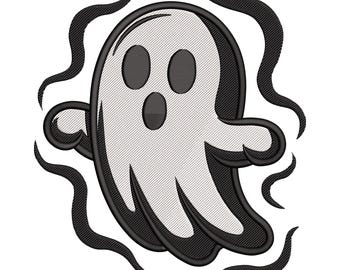 Simpatico disegno da ricamo fantasma, ricamo a macchina spettrale di Halloween, file piccolo e grande, download immediato