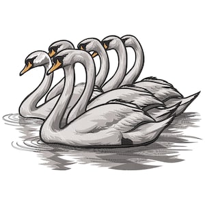 Swan Group Embroidery Design, Machine Embroidery Design, Swan Couple Embroidery File, Pair of Swans Embroidery File, Swan Embroidery Print