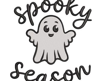 Spooky Season Ghost Embroidery Design: Halloween Machine Embroidery File (Instant Download)