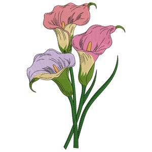Calla Lily Trio Embroidery Design,  Calla Lily Machine Embroidery File, Beautiful Flower Machine Embroidery File, Instant Download