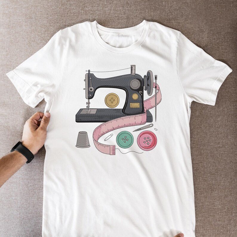 Vintage Sewing Machine With Sewing Tools Embroidery Design, Floral ...