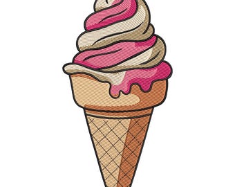 Swirled Ice Cream Cone Embroidery Design, Ice Cream Cone Embroidery File, Ice Cream Scoop with Sprinkles File, Machine Embroidery Design