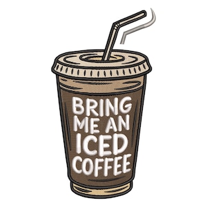 Iced Coffee Lover Embroidery Design, Morning Drink Machine Embroidery Digital File, Instant Download