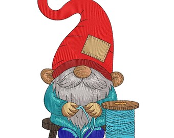 Thread Gnome Embroidery Design, Crafting Machine Embroidery File, Cute Gnome Embroidery File, Machine Embroidery Design