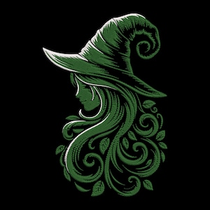 Witch Silhouette Embroidery Design, St Patrick Green Witches Machine Embroidery File, Instant Download