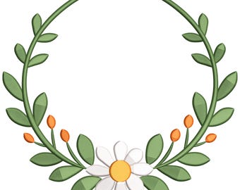 Floral Wreath Frame Embroidery Design, Flower Circle frame Embroidery File, Machine embroidery file Pes, cnd, dgt, dst, emb, exp, hus, inf