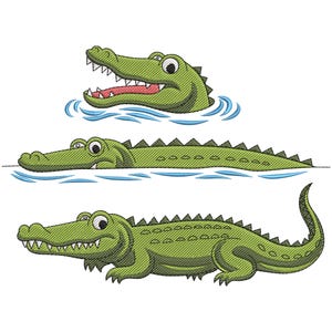 Funny Crocodile Embroidery Design, Realistic Crocodile Embroidery File, Digital Machine Embroidery File, Crocodile Embroidery Design print
