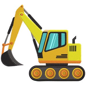 Yellow Excavator Embroidery Design: Construction Digger Machine Embroidery Digital File, Instant Download