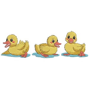 Three Cute Ducklings Embroidery Design, Animal Machine Embroidery File, Machine Embroidery Design, Little Duck Embroidery-CnD, ExP, HuS, PES