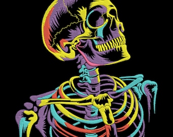 Rainbow Skeleton Embroidery Design, Spooky Halloween Machine Embroidery File, Instant Download