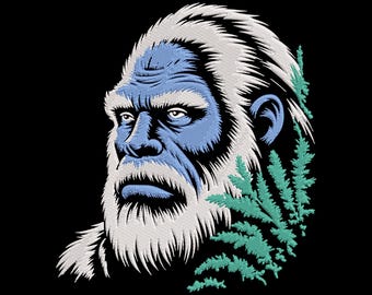 Bigfoot Embroidery Design, Sasquatch Portrait Machine Embroidery File, Woodland Creature Embroidery, Instant Download