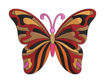 Elegant Butterfly Embroidery Design, Colorful Butterfly Machine Embroidery File, Instant Download