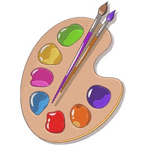 Artist Palette Embroidery Design, Paint Palette Machine Embroidery File, Brush Painting Embroidery File, Machine Embroidery Design, Instant