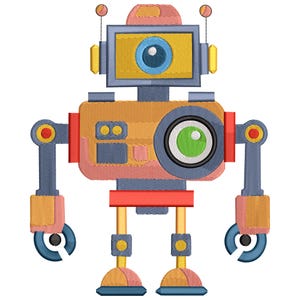 Colorful Robot Embroidery Design, Cute Robot Machine Embroidery File, Robot Machine Embroidery Design, Kids Robot Embroidery Design