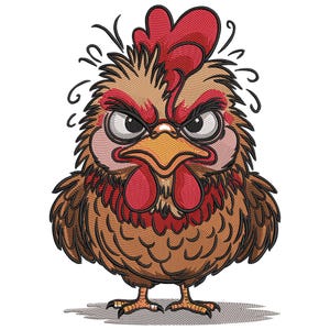 Angry Chicken Embroidery Design: Funny Anger Rooster Face Machine ...