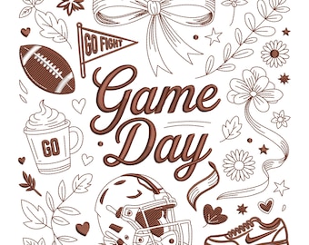 Game Day Sports borduurontwerp, voetbalhelm machineborduurbestand, Instant Download