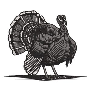 Realistic Turkey Embroidery Design, Autumn Harvest Bird Machine Embroidery Digital File, Instant Download