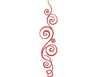 Elegant Swirl Border Embroidery Design, Ornamental Swirls Line Machine Embroidery File, Instant Download