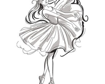 Graceful Ballerina Embroidery Design, Ballet Machine Embroidery File, Bale Dancer - CnD, DsT, ExP, HuS, jEF, PES, VP3, XXX  for Embroidery