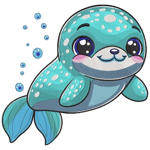 Cute Baby Seal Embroidery Design, Machine Embroidery File, Baby Seal Embroidery Design, Animal Embroidery Design File