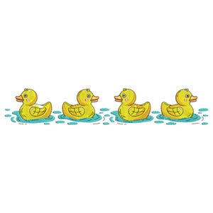Rubber Duck Row Embroidery Design, Duck Machine Embroidery File, Animal Embroidery File, Machine Embroidery Design - CnD, DsT, ExP, HuS, jEF