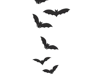Diseño de bordado de murciélagos voladores, silueta de pájaro de Halloween, archivo digital para bordado a máquina, descarga instantánea