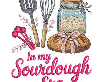 In My Sourdough Era Embroidery Design: Kitchen Cottagecore Baking Tools (Machine Embroidery File)