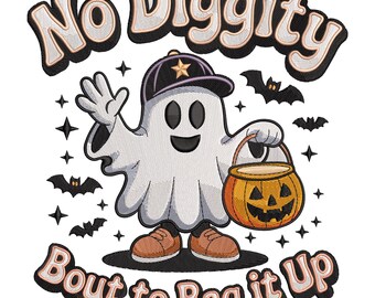 Motif de broderie Halloween fantôme sans Diggity : fichier numérique de broderie Machine seau citrouille, téléchargement immédiat