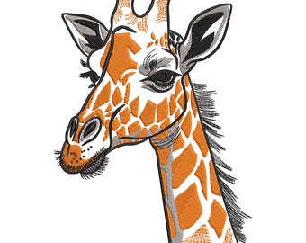 Realistic Giraffe Head Embroidery Design, Giraffe Machine Embroidery File, Cute Giraffe Family Embroidery File, Animal Embroidery Design PES