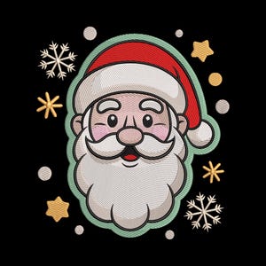 Christmas Santa Cartoon Embroidery Design, Jolly Claus Head Machine Embroidery File, Instant Download