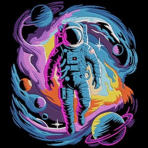 Astronaut in der Galaxie Stickdatei, Astronaut in der Galaxie, Stickdatei für die Weltraum-Maschine