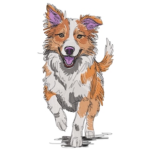 Happy Running Dog Embroidery Design, Happy Dog Machine Embroidery File, Machine Embroidery File, Cute Puppy Embroidery Design