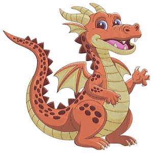 Cute Orange Dragon Embroidery Design, Dragon Machine Embroidery Design, Chinese dragon Embroidery File, Cute Dragon Embroidery File