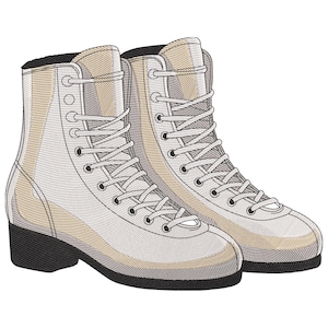 Classic Skating Boots Embroidery Design, Ice Skates Figure Skates Machine Embroidery File, Figure Skater Embroidery Design File PES, EMB