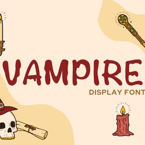 Vampire Display Font | Spooky Bold Halloween Typeface | Horror Handwritten Font for Posters & Crafts