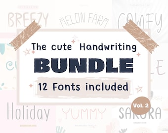 Cute Handwriting Font Bundle for Crafts and Kawaii Designs | Digital Planner fonts | Goodnotes fonts | Neat fonts | Handwritten font vol.2
